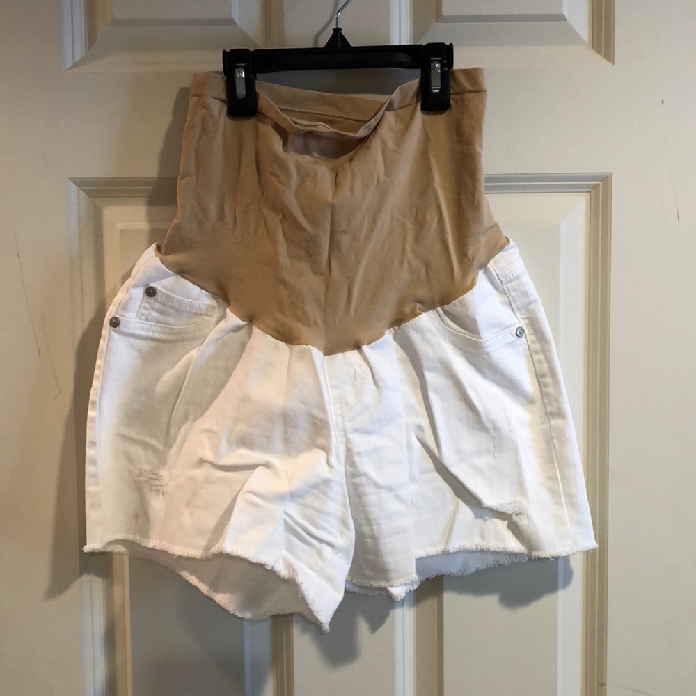 White Destroyed denim shorts